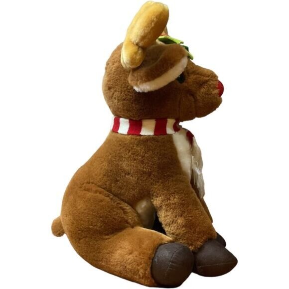 1986 Dakin Red Nose Reindeer Christmas Plush Stuffed Animal Toy Vintage - Picture 2 of 9